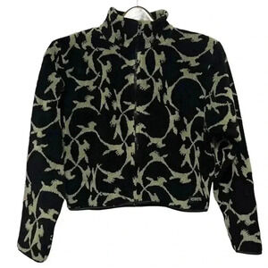 Kerrits Black & Camel Brown Horse Crop Full Zip Fleece Jacket Size S Equestrian